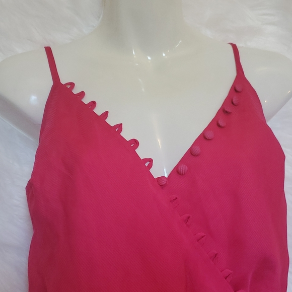 GUESS Marciano Fuschia Peplum V-Neck Blouse Top - Size XS, 0 - Picture 2 of 5